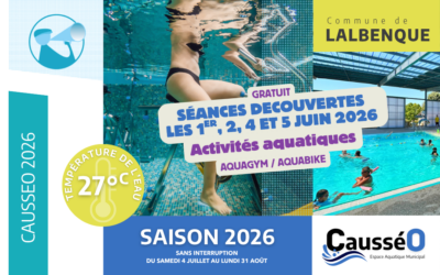 Piscine CAUSSEO ouverte depuis le 4 mai 2026 : découvrez les activités AQUAGYM & AQUABIKE