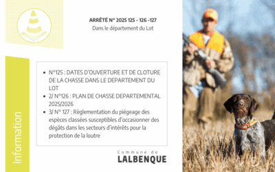 Arrêtés préfectoraux saison cynégétique 2025/2026, protection de la loutre 2025/2026