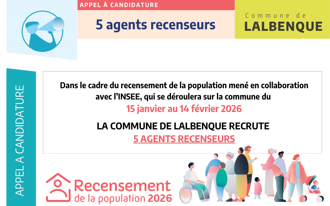 Appel à candidature : 5 agents recenseurs