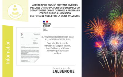 Arrêté temporaire pour préserver l’ordre public à l’occasion des fêtes de fin d’année n°2025/321