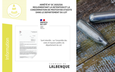 Arrêté réglementant la détention et la consommation de protoxyde d’azote N° DC 2025/326
