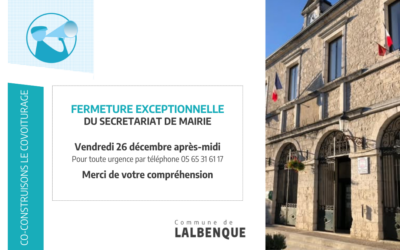Fermeture exceptionnelle du secrétariat de mairie