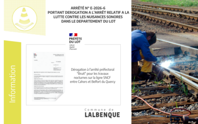 Arrêté N° E-2026-6 préfectoral « Bruit » pour les travaux nocturnes sur la ligne SNCF